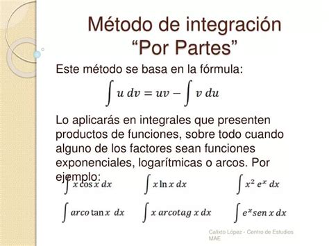 PPT Método de integración Por Partes PowerPoint Presentation ID