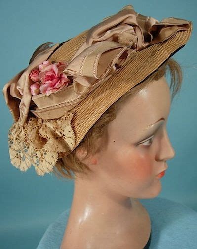 C 1890s Natural Straw Hat With Bird Wings Victorian Hats Antique