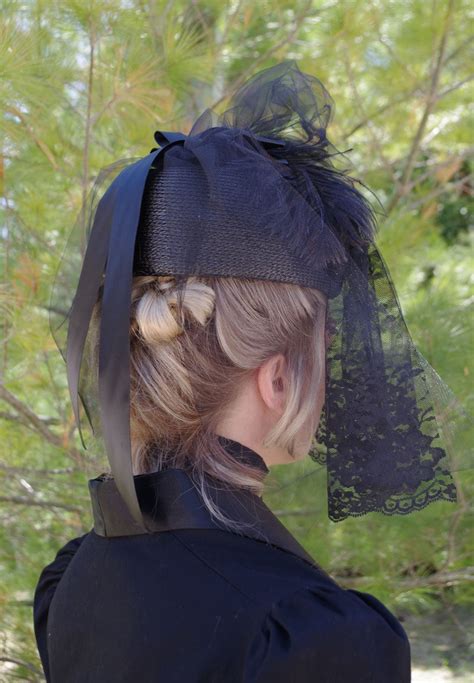 Black Mourning Hat And Veil Etsy