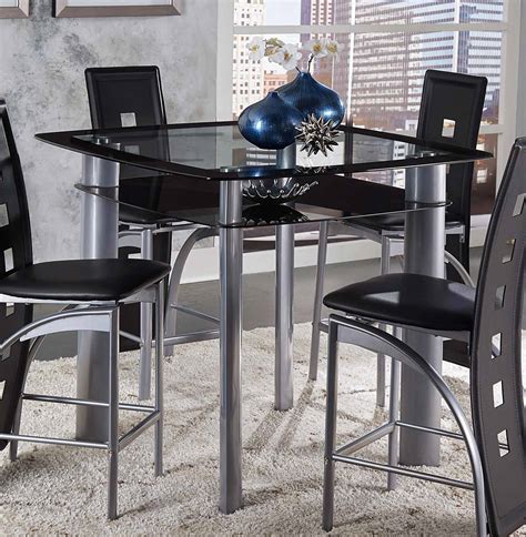 The basis of the table is a large round on top, 4x4 leg, and small round on the bottom. Homelegance Sona Square Glass Top Counter Height Dining ...