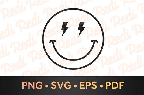 Smiley Face Lightning Bolt Eyes Svg Instant Download Smiley Face Svg