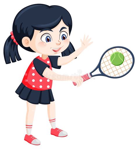 Cute Girl Tennis Player Cartoon Stock Vector Illustration Of Clip
