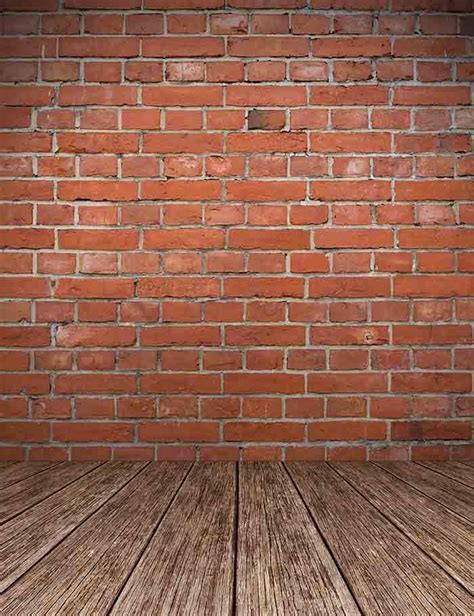 Old Red Brick Wall Texture With Wooden Floor Backdrop For Photography