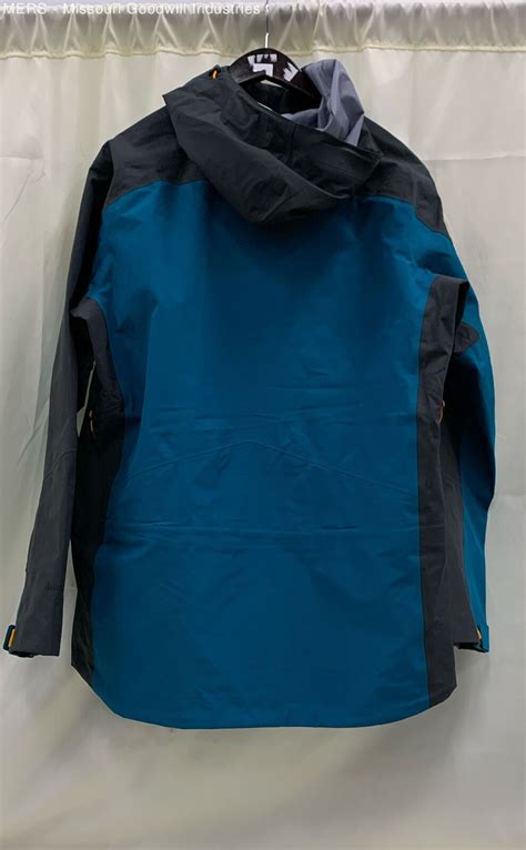 Spyder Men Turquoise And Grey Jagged Gore Tex Shell Hooded Jacket Size
