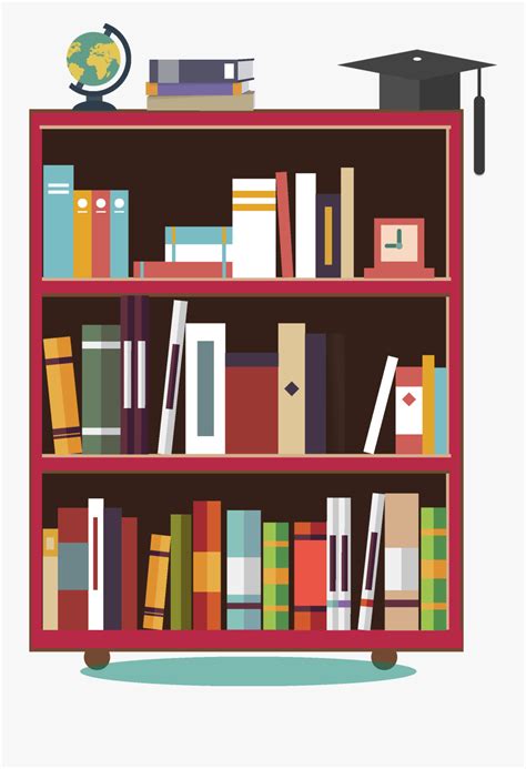 Clip Art Shelf Books On The Bookshelf Cartoon Free Transparent