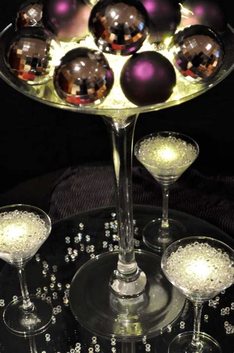 A Giant Martini Glass Filled With Crystals Baubles And Battery Fairylights Make Martini