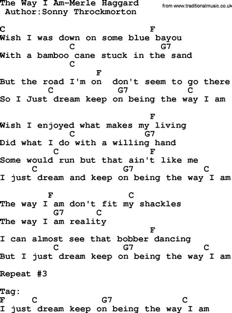Country Musicthe Way I Am Merle Haggard Lyrics And Chords