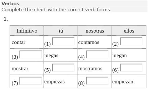 Complete The Chart With The Correct Verb Forms