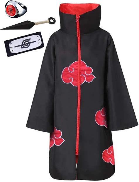 Kiaciya Naruto Cosplay Akatsuki Cloak Suit Itachi Robe Set Men Women