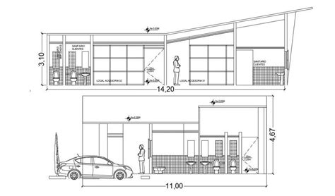 2d Cad Drawing Of Machine Shop Front Elevation Autocad Software Cadbull