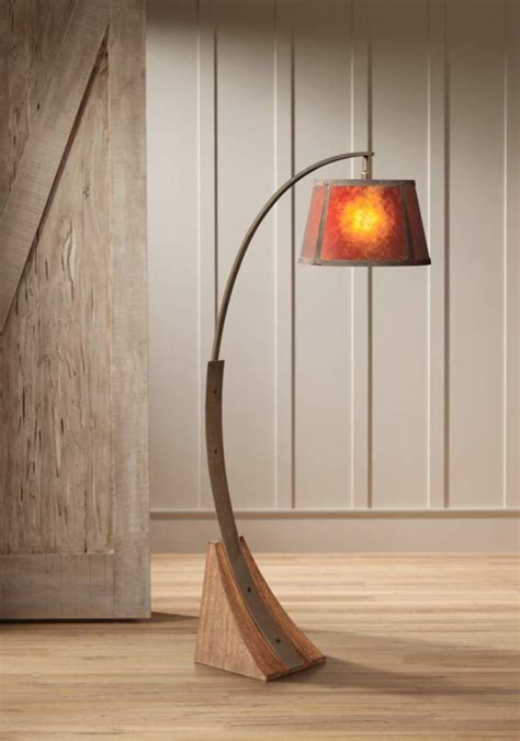 Oak River Dark Rust And Amber Mica Arc Floor Lamp 1c159 Lamps Plus