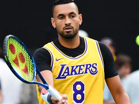Nick kyrgios (pictured left) wears a lakers shirt in memory of kobe bryant and shows of his new tattoo (pictured right). Nick Kyrgios reveals classy tattoo tribute to NBA legend ...