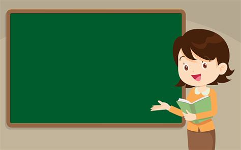 Young Teacher Standing In Front Of Chalkboard Stock Illustration