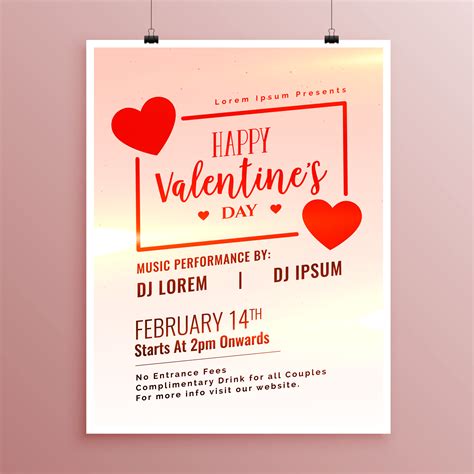 Elegant Happy Valentines Day Hearts Flyer Template Download Free Vector Art Stock Graphics