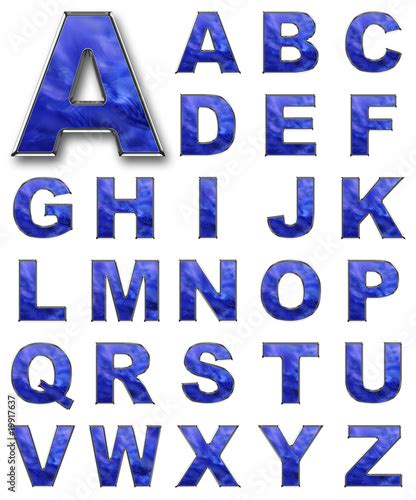 Set Alphabetical Letters Blue Color Metal Outline Stock Photo And