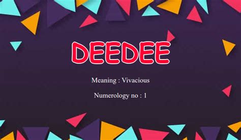 Deedee Name Meaning