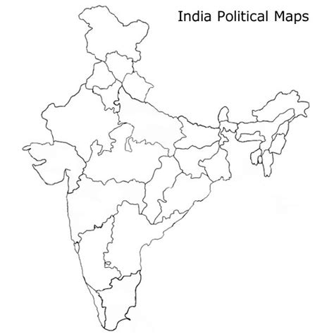 Blank India Political Map Sketch Coloring Page