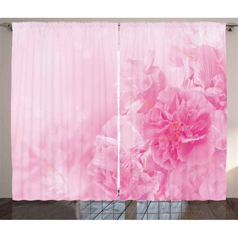 Light Pink Curtains 2 Panels Set Spring Flowers Close Up View Florets Bouquet Beauty Wedding