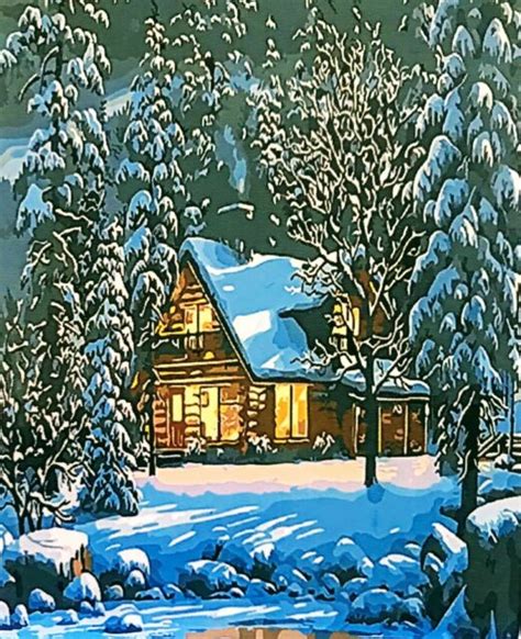 Cabin In The Snow Diy 5d Diamonds Painting Kit Full Drill High