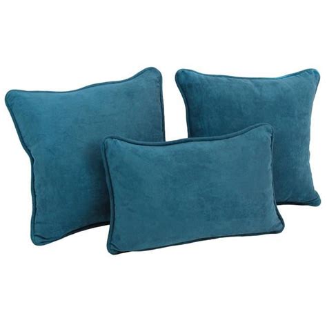 Blazing Needles Double Corded Solid Microsuede Throw Pillows With Inserts Teal Set Of 3