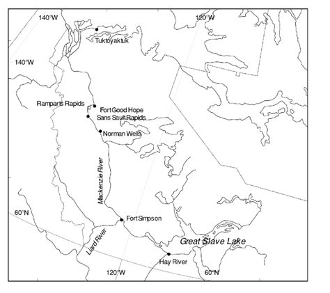 Location Map Showing The Mackenzie River And The Navigational Area