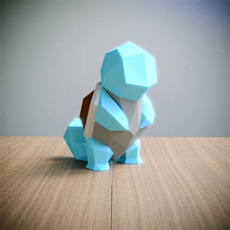 Pokémon Squirtle Papercraft Template Abstract Low Poly 3d Etsy Denmark