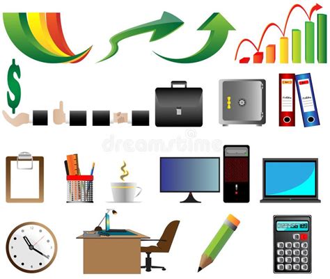 Office Icon Set One Stock Vector Illustration Of Glass 23393676