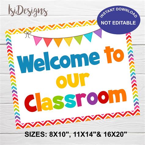 Welcome To Our Classroom Printable Sign Instant Download Etsy