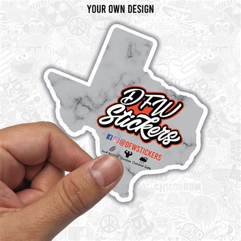 Custom Texas Shape Vinyl Stickers With Border Dfw Stickers