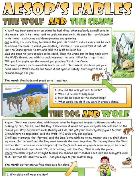 Aesop Fables Worksheets Find The Moral Free Printable Learning How To