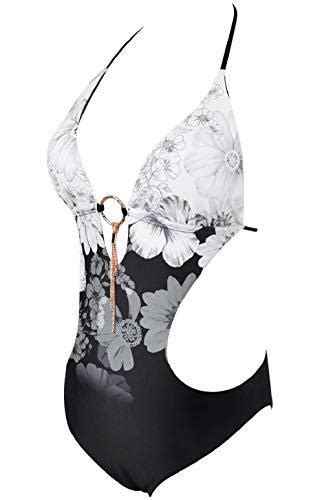 Heekpek Einteiliger Badeanzug Damen V Ausschnitt Sexy Neckholder Bikini