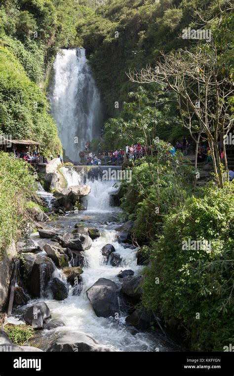 Ecuador Waterfall Peguche Falls Otavalo Ecuador South America Stock