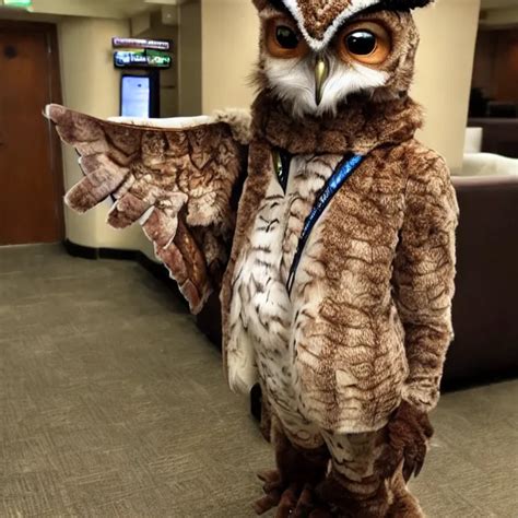 A Person Wearing A Fursuit Of A Screech Owl Fursona Stable Diffusion