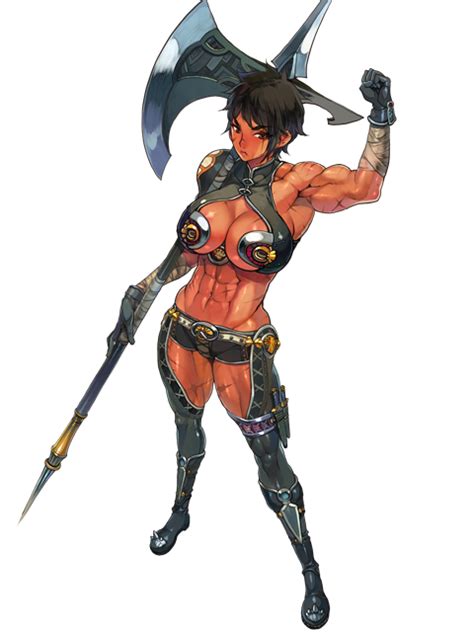 f s original 1girl abs armor axe bandages barbarian biceps bikini bikini armor bob