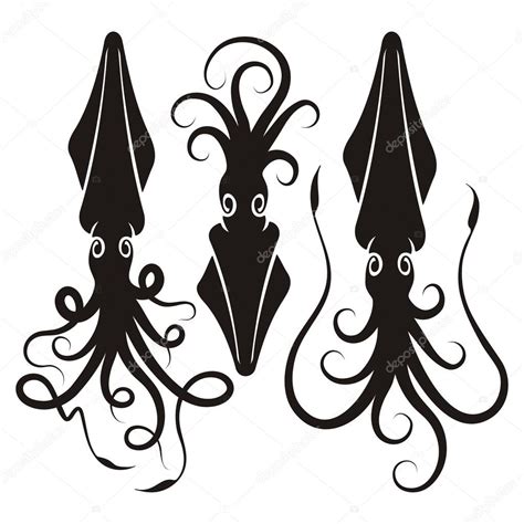 Squid Silhouettes Stock Vector By ©fractal 16920287