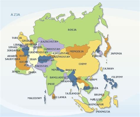 Mapa Azji Państwa | Mapa