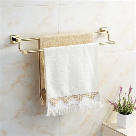 2 Tier Gold Towel Rails Bathroom Chrome Polished Rotation Double Towel
