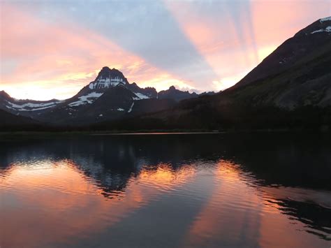 Sunset Viewed From Many Glacier Hotel Glacier National Park