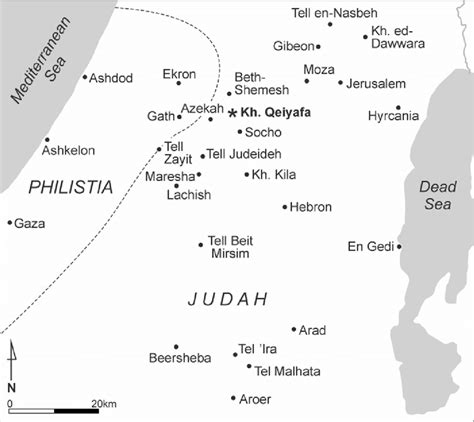 Map Of The Southern Levant And The Location Of Khirbet Qeiyafa
