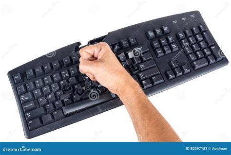 Keyboard Smashed By Angry User Stock Photo Image Of Hand Device