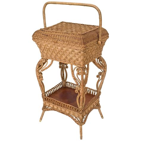 Late 19th C American Wicker Sewing Table By Heywood Wakefield For Sale