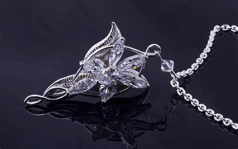 The Lord Arwen Evenstar Necklace White Gold Filled Leaf Zircon Womens