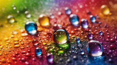 Premium Photo Realistic Water Droplets On Rainbow Background Design