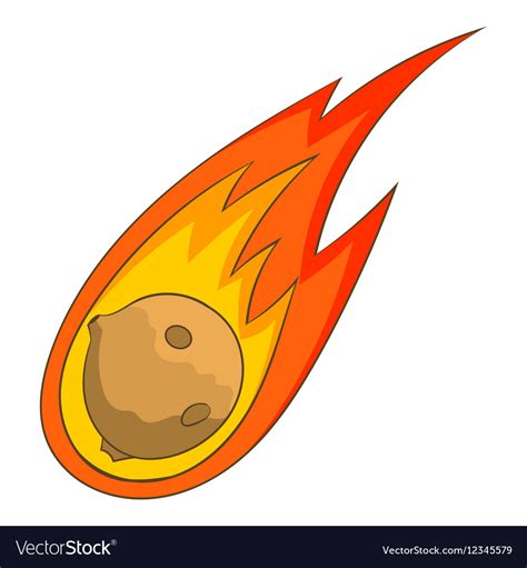 Flame Meteorite Icon Cartoon Style Royalty Free Vector Image