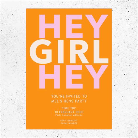 Printable Modern And Bright Hens Party Invitation For Digital Etsy