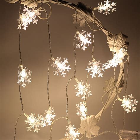 20 Snowflake Aa Battery Powered Led Fairy String Lights Christmas Lamp