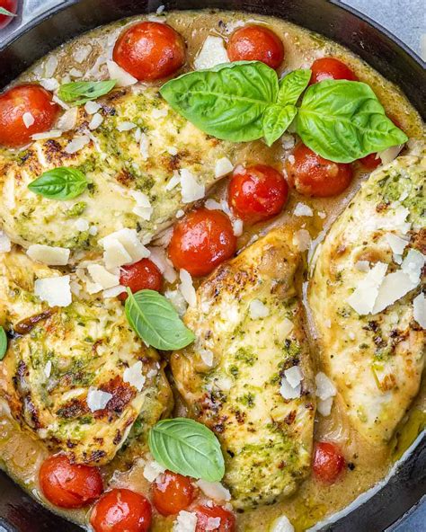 healthy creamy pesto chicken recipe healthy fitness meals