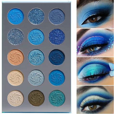 Blue Eyeshadow Palette Matte Shimmer Makeup Eyes Afflano Highly