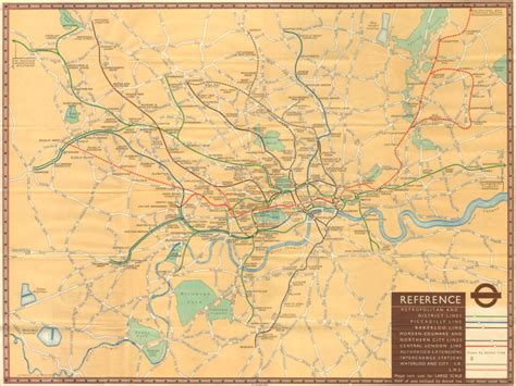 London Transport Tube Underground Railway Map Number 1 1937 Old
