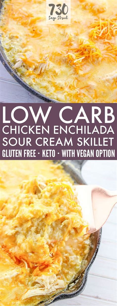 With salsa verde, chicken, sour cream, cheese, and cilantro, they are a tasty, quick, and easy dinner. Low Carb Sour Cream Chicken Enchiladas Skillet | Low carb ...